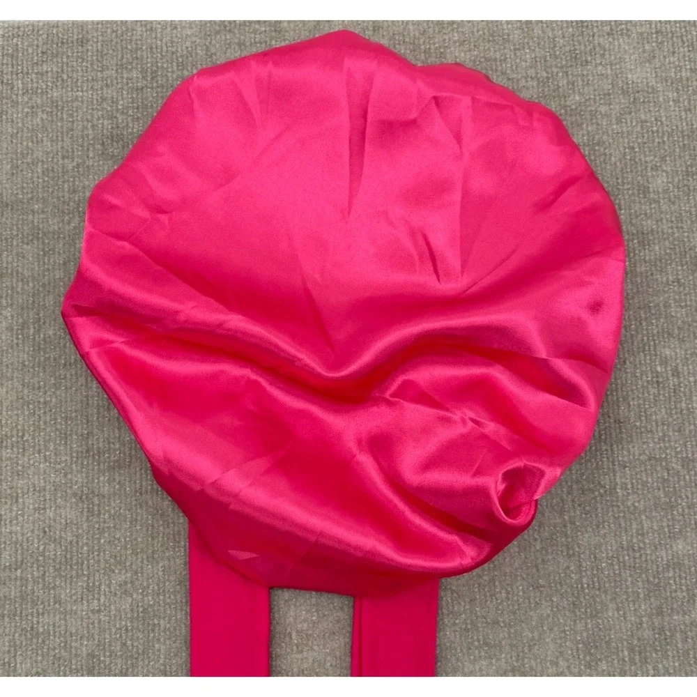 Unbranded Satin Hair Bonnet Women One Size Hot Pink Adjustable Tie Sleep Cap